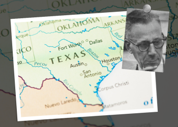 A map of Texas with a highlight on Dallas with an inset picture of Joe Civello.