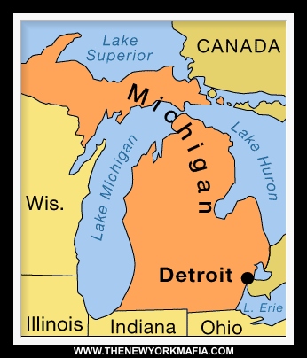 A graphic showing Detroit on the map - Zerilli territory.