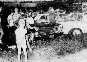 A picture of people gathered at Tommy Lucchese's wake.