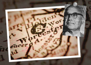 A map of Worcester, Massachusetts with an inset picture of Frank Iaconi.