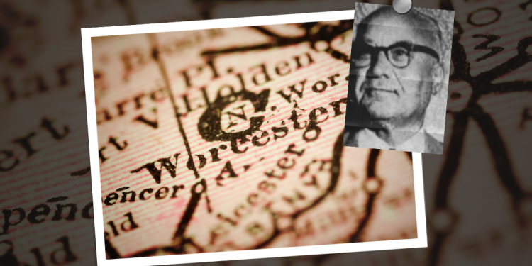 A map of Worcester, Massachusetts with an inset picture of Frank Iaconi.