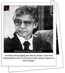 Genovese Family bigwig John (Buster) Ardito is seen here exiting federal court in Connecticut after being arraigned on RICO charges.