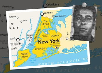 A map of New York showing Queens and Brooklyn with an inset picture of Frank Cocchiaro.