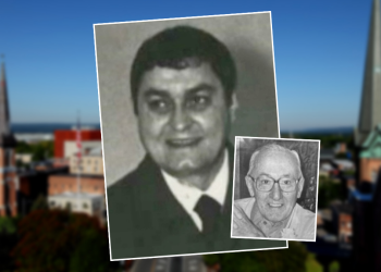Photo of Paul DiCocco and his brother Jake on a backdrop of Schenectady, New York.