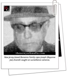 New Jersey-based Bonanno Family capo Joseph (Bayonne Joe) Zicarelli caught on surveillance cameras.