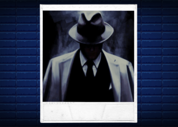 A photo of a mysterious man dressed like a mobster