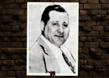 A photo of mobster Jack Scarpulla set on a signature Button Guys background.