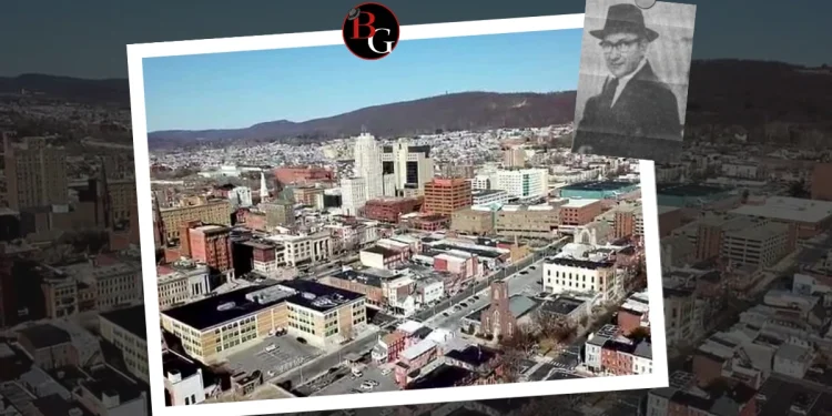 A featured image showing Reading, Pa overlaid with a Button Guys logo and a photo of Abe Minker.