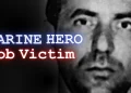 A mugshot of Joseph "Joe Mags" Magnasco with the words: "Marine Hero, Mob Victim" overlaid.