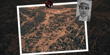 A signature chart graphic of the Mannarino Crew of New Kensington, Pa featuring a photo of mobster Gabriel Mannarino offset by a sepia photo of the historial New Kensington.