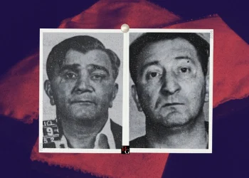 A Signature Button Guys featured image featured framed mugshots of Frank and Anthony Donato set on a custom psychedelic background with packages of heroin.