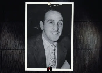 Featured image for Frank DiVincenzo bio featuring signature BG background featuring a casual photo of the mobster in the center.