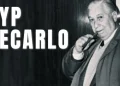 A signature Button Guys graphic featuring a photo of mobster Gyp DeCarlo standing outside court room doors with the words "Gyp DeCarlo" next to him.