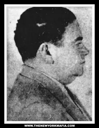 Sideview mugshot of vicious Detroit mobster Joe Massei featured on Button Guys signature frame for Joe Massei biography.