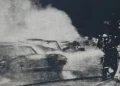 Featured image for The Violent Death of Irish Mob Boss Mickey Bowers featuring a newspaper phot of the crash site on Button Guys